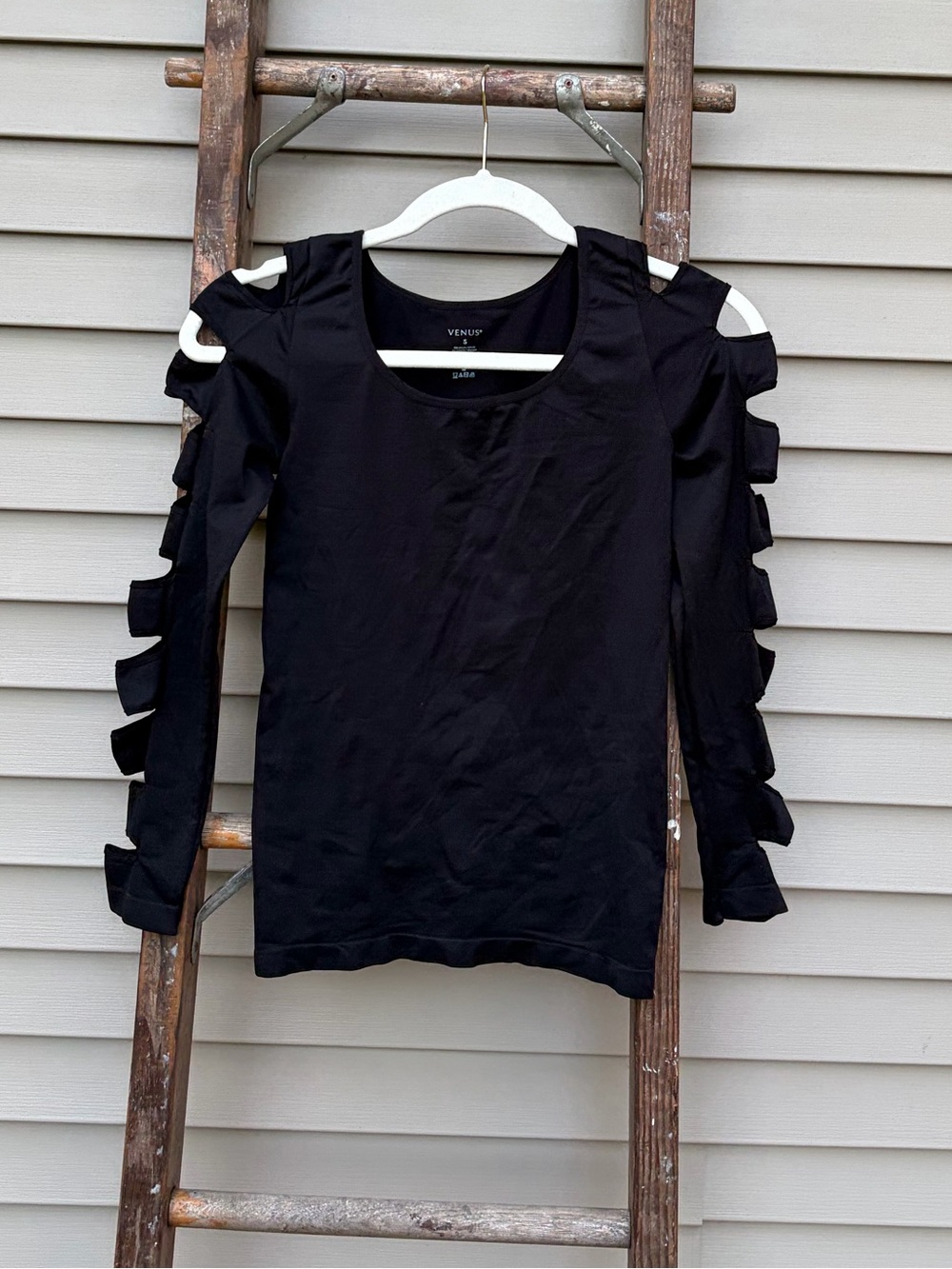 Venus Black Cutout Long Sleeve Women's Top